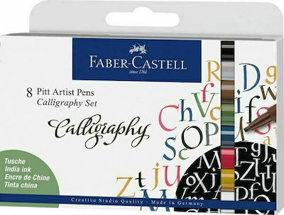 Faber-Castell Pitt Artist Μαρκαδόροι Σχεδίου Πολύχρωμοι 8τμχ