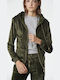 Women's Sweatshirt Jacket Velvet Hooded Khaki