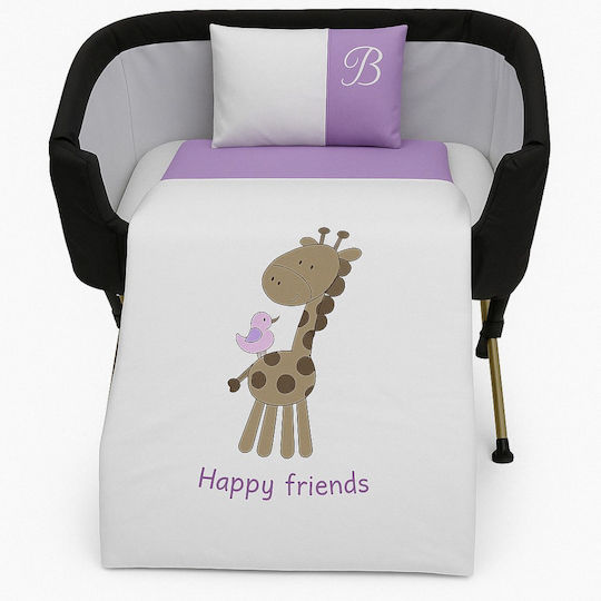 Beboulino Set Für Krippe Giraffe Lila 3Stück