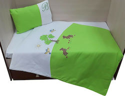 Beboulino Baby Crib Bedding Set Playard 4pcs Green