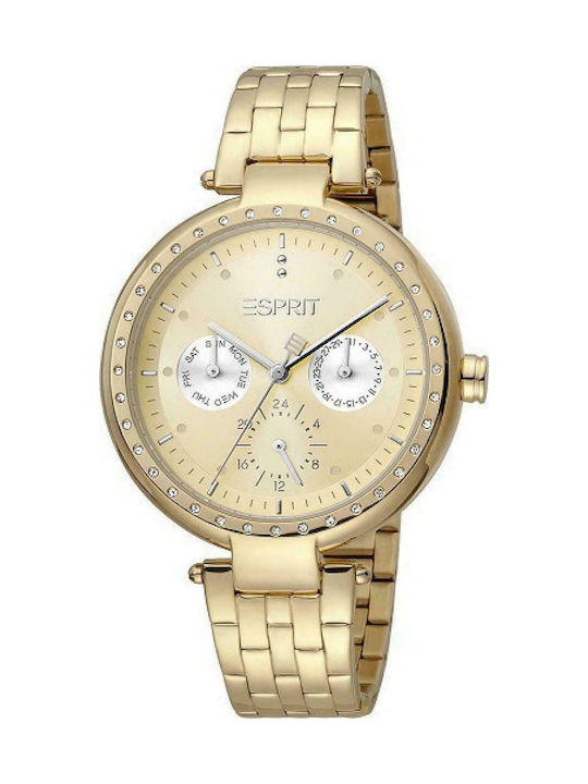 Esprit Ρολόι Χρονογράφος με Μεταλλικό Μπρασελέ σε Χρυσό χρώμα