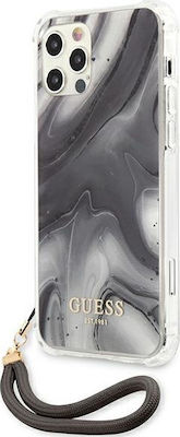 Guess Marble Plastic Back Cover with Strap Gray (iPhone 12 Pro Max)
