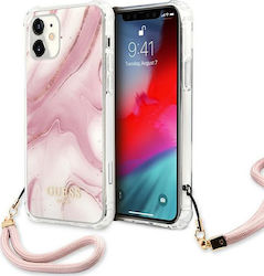 Guess Marble Plastic Back Cover with Strap Pink (iPhone 12 mini)
