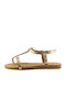 Sirena Women's Flat Sandals with Strap in Gold Color