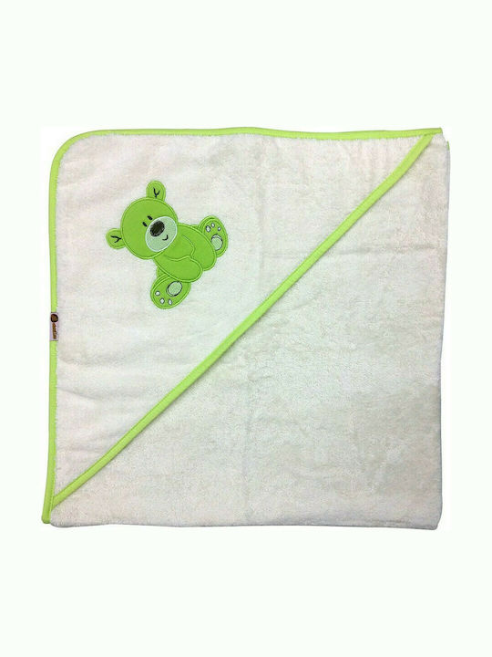 Beboulino Hooded Baby Bath Towel Bear Green