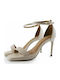 Vizzano Women's Sandals 6432-100 with Ankle Strap Beige with Thin High Heel 6432.100