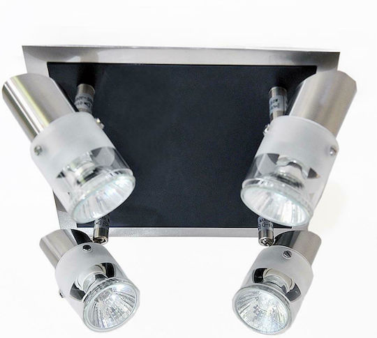 Sun Light Σποτ με 4 Φώτα και με Ντουί GU10 σε Ασημί Χρώμα