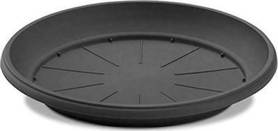 Plastona 243 Στρογγυλό Πιάτο Γλάστρας σε Μαύρο Χρώμα 27x27cm