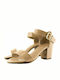 Beira Rio Women's Sandals 8280-232 with Ankle Strap Beige with Chunky Medium Heel 8280.232.13488