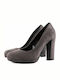1024 Leder Pumps mit Chunky Hohem Absatz Braun