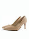 Patricia Miller Leather Pointed Toe Stiletto Beige High Heels 3652