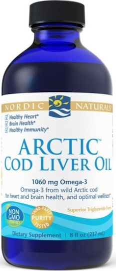 Nordic Naturals Arctic Cod Liver Oil Omega 3 Ulei de ficat de cod 1060mg 237ml