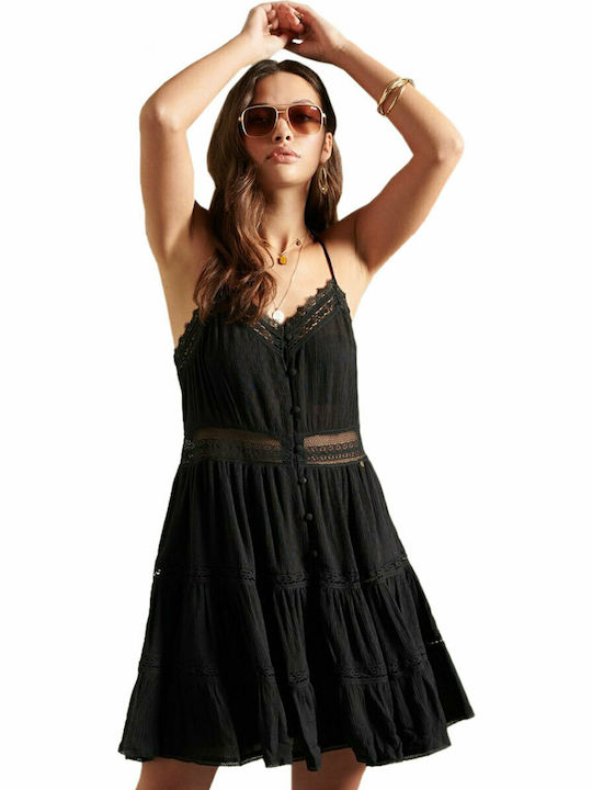 Superdry Sommer Mini Kleid Schwarz