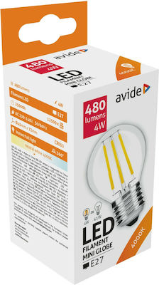 Avide ABLFMG27NW-4W Λάμπα LED για Ντουί E27 και Σχήμα G45 Φυσικό Λευκό 480lm ABLFMG27NW-4W