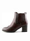 La Coquette 2051 Leather Women's Ankle Boots with Medium Heel Burgundy