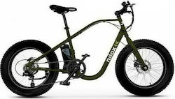 Nilox Doc J3 20" Πράσινο Ηλεκτρικό Ποδήλατο Mountain με 7 Ταχύτητες και Δισκόφρενα