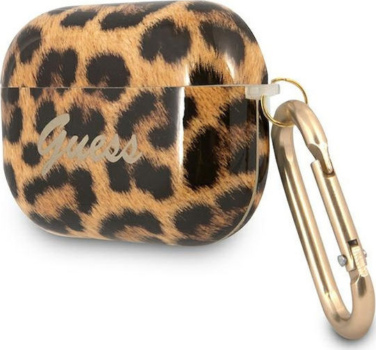 Guess Leopard Collection Husă cu cârlig în culoarea Auriu pentru Apple AirPods Pro