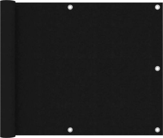 vidaXL Rectangular Shade Divider Black in Roll With Hoop & with PU Coating 0.75x4m made of Oxford fabric