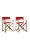 Καρέκλα Σκηνοθέτη Μπαμπού Κόκκινο 2τμχ 60x45x88εκ.