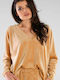 Awama Women's Blouse Long Sleeve Beige