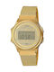 Casio Vintage Round Digital Damen Uhr Chronograph mit Gold Metallarmband