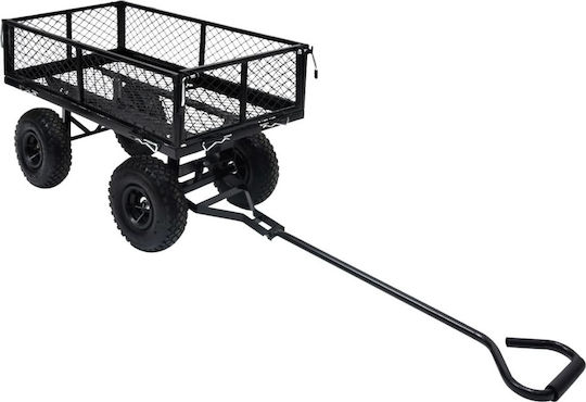 Garden Cart Towable Black Up to 250kg Trailer Garden Cart Four-wheel with Maximum Load Weight 250kg 84x84cm.