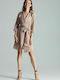 Figl M680 Mini Dress 3/4 Sleeve Beige 135762