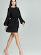 Figl M601 Mini Dress with Ruffle Black 116343