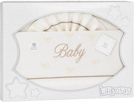 Interbaby Σετ Βρεφικά Σεντόνια Λίκνου Βαμβακερά My Baby Εκρού 50x80εκ. 3τμχ