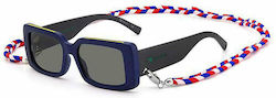 Missoni Women's Sunglasses with Navy Blue Plastic Frame and Black Lens MMI 0087/S ZX9/IR