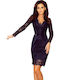 Numoco Mini Evening Dress with Lace Navy Blue