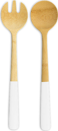 Pebbly Σετ Bamboo Kochutensilien 2Stück Weiß