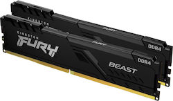 Kingston Fury Beast 16GB DDR4 RAM με 2 Modules (2x8GB) και Ταχύτητα 3200 για Desktop