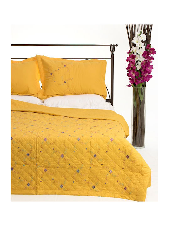 Silk Fashion 024 Σετ Κουβερλί Μονό Βαμβακοσατέν Κίτρινο 160x220cm 2τμχ