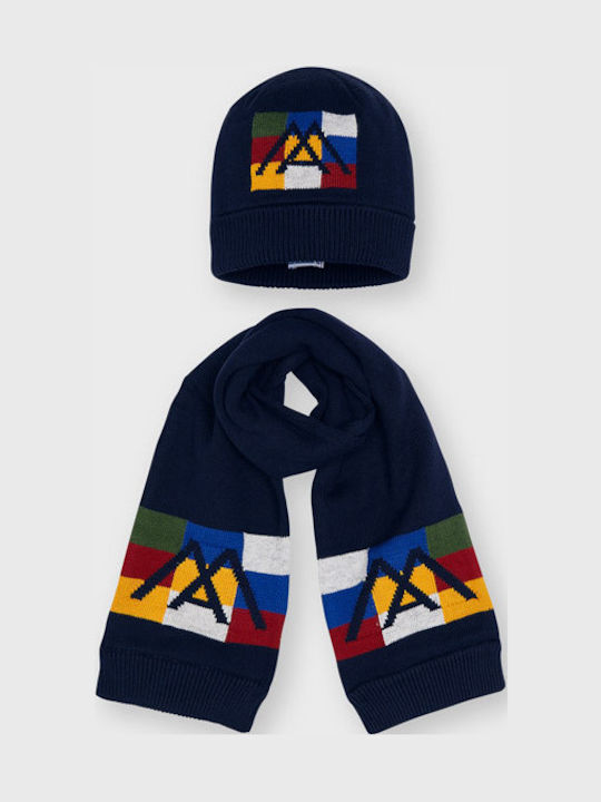 Kinder Mütze Set Gestrickt Marineblau