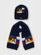 Kinder Mütze Set Gestrickt Marineblau