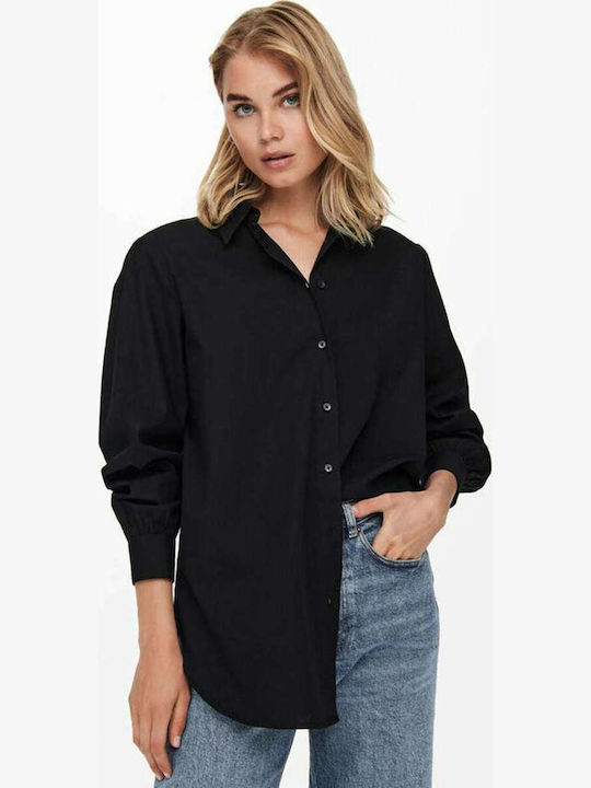 Only Shirt Langärmelig Damen Hemd Schwarz Monoc...