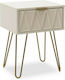 Isla Wooden Bedside Table with Metallic Legs Λευκό Painting - Χρυσό 42x35x55cm