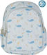 A Little Lovely Company Ocean School Bag Backpack Kindergarten Light Blue with Water Bottle Holder 13Liters