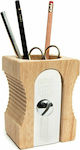 Wooden Pencil Holder Pencilpot 1 in Brown Color 12x8.5x8.5cm