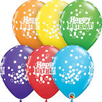 Set of 25 Balloons Latex Multicolour Birthday-Celebration Confetti Dots 28cm Rainbow