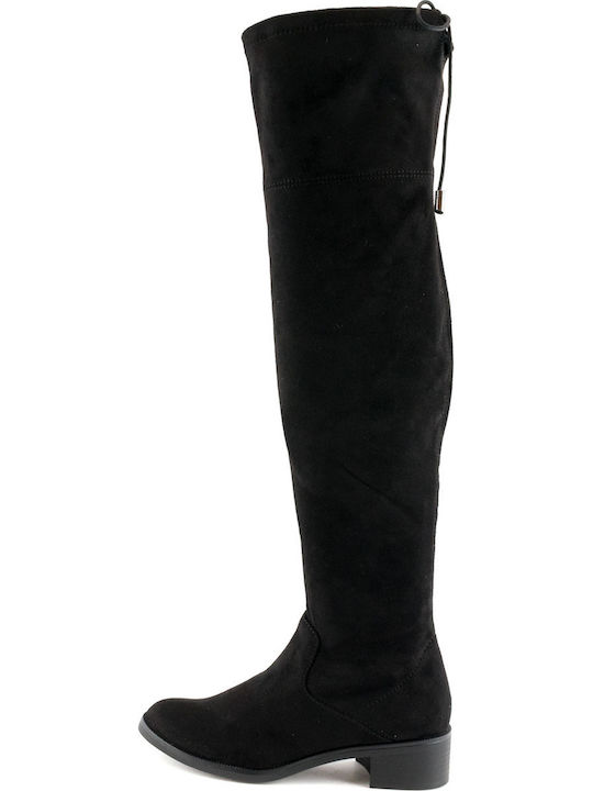 Wildleder Damenstiefel Über dem Knie Schwarz