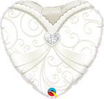 Balloon Foil Valentine's Day Heart White 46cm