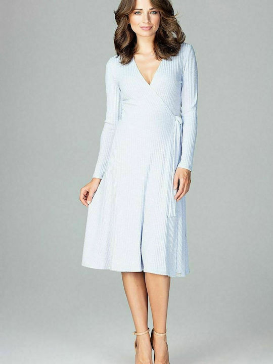 Lenitif K465 Midi Dress Wrap Light Blue