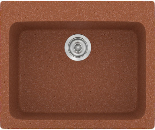 Sanitec Classic Undermount Sink Synthetic Granite W60xD50cm Granite Terracotta
