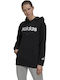 Essentials Oversized Μακρύ Γυναικείο Φούτερ με Κουκούλα Μαύρο