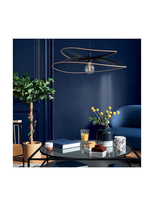 Atmosphera Alara Ceiling Light Black Grid with E27 Socket 69.5x17.5cm