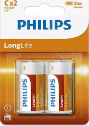 Philips LongLife Zink-Batterien Zink C 1.5V 2Stück
