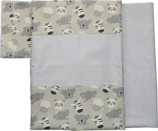 Bebe Stars Panda Baby Sheets Set Crib Cotton Beige 100x150cm 3pcs
