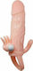 Baile Brave Man Penis Cover Clit & Anal Stimulation Multi-Speed Vibration Penis Extension With Vibration Flesh 16.5cm